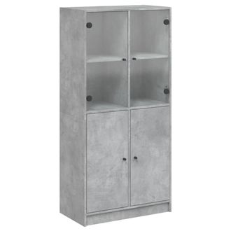 Berkfield Home Highboard with Doors Concrete Grey 68x37x142 cm Engineered Wood | Size: 68 x 37 x 142 cm