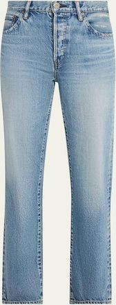 Moussy Vintage Washed Denim Mid-Rise Straight-Leg Jeans
