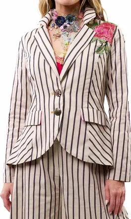 Aratta Derby Princess Blazer In Cream Stripes