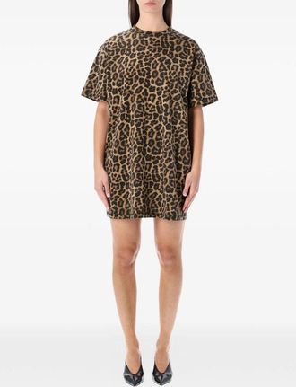 Anine Bing Beth Mini Dress Black And Brown Leopard