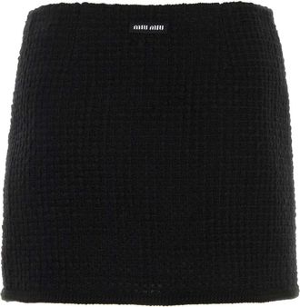Miu Miu Womens Boucle Mini Skirt Black