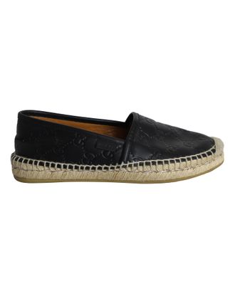 Gucci Gucci Guccissima Signature Espadrille Flats in Zwart Leer