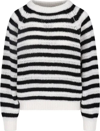 Lisa Yang Striped Cropped Crew Neck Knit Sweater