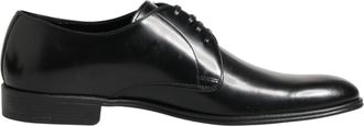Dolce & Gabbana Black Calfskin Leather Derby Dress Mens Shoes