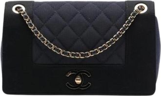 Chanel Pre-owned Vintage Quilted Double Flap Shoulder Bag - Dames - Vintage Schoudertas - Blauw - ONE Size - Leer - Vintage