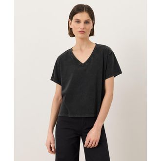 Pact Organic Cotton Vintage Jersey V-Neck Tee in Washed Black at Nordstrom, Size Xx-Large