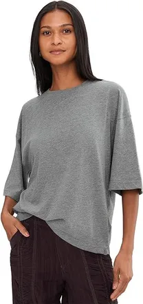 Free People We The Free Perfect Oversized T-Shirts Womens Clothing Heather Grey : LG (Womens 12-14), Cotton