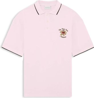 Dr&ocirc;le de Monsieur Le Polo Piqu&eacute; Slogan Rose - Heren - Polos - Roze - M - Katoen - Tops