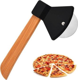 OEM Cortador De Pizza &times; 2, Cortador De Pizza Manual, Cuchillo De Pizza De Acero Inoxidable, Cuchillo De Pizza Con Mango De Madera, Masa (negro)