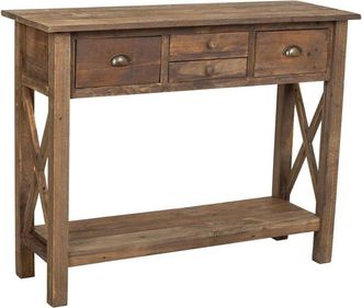 Wanderlust Deco Recibidor De Madera Marr&oacute;n Con 4 Cajones 113x40x89h Cm