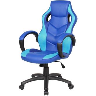 Dmora Silla Gaming Darlanc, Sill&oacute;n Gaming Adulto, Silla De Escritorio, 66x61h104/114 Cm, Azul Y Cielo Azul - Dmora