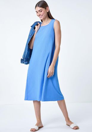 Roman Textured Stretch Sleeveless Midi Dress