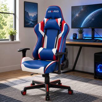 RayGar RG-PRO Gaming Chair High Back, Padding & Adjustable Height & Armrests in Blue | Size: 1 Pack