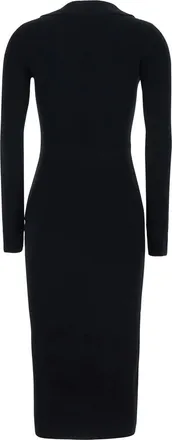 Elisabetta Franchi Womens Knit Dress V-Neck Long Sleeve Black Viscose