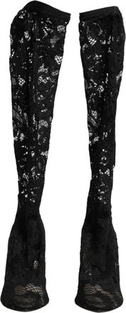 Dolce & Gabbana Black Pumps Taormina Lace Socks Boots Womens Shoes