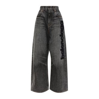 Balenciaga Wide Jeans, female, Gray, Size: W26 Low Crotch Baggy Jeans