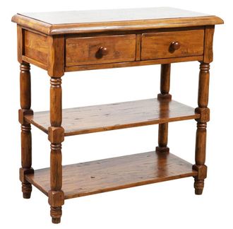 Biscottini International Biscottini - Mesita De Noche Estilo Country De Madera Maciza De Tilo Acabado Con Efecto Nogal 80x38x80 Cm