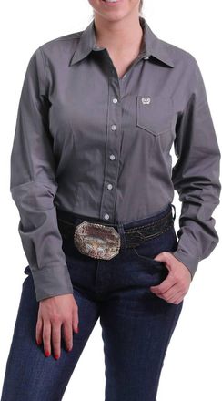 Cinch Solid Button Shirt In Grey