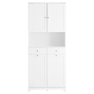 SoBuy Cesto para ropa sucia con 2 cajones blanco 78x38x180.5cm moderno