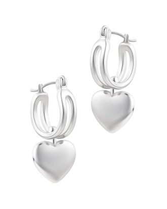 Adornia Adornia Silver Plated Heart Huggie Earrings