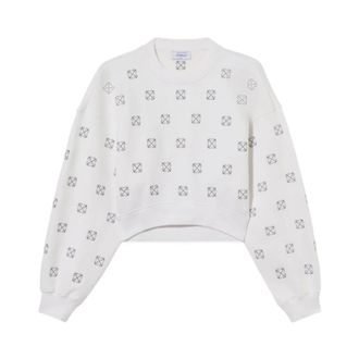 Off-white Round-neck Knitwear, female, White, Size: M Lurex Little Arrows Sweatshirt