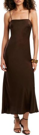 Bardot Marlo Satin Cocktail Slipdress in Dark Chocolate at Nordstrom, Size 12
