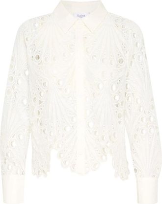 Saint Tropez Overhemden, Dames, Wit, XL, Polyester, Jiliannasz Shirt