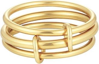 Adornia Adornia Tarnish Resistant 18K Plated Three Band Connected Ring Set