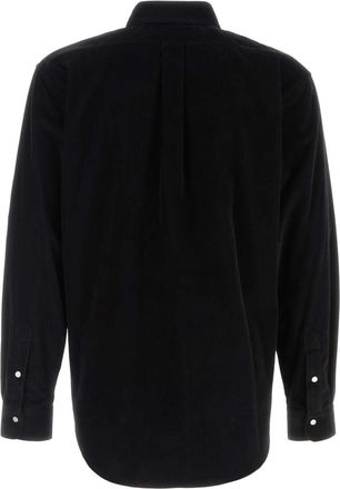 Fendi Mens Corduroy Button-Down Shirt Black Cotton