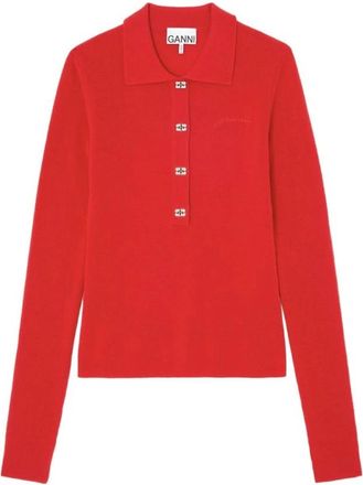 Ganni T-shirts en Poloshirts - Dames - Ronde hals truien - Rood - XS - Truien & Vesten