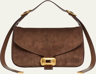 Balenciaga Clicca Medium Suede Shoulder Bag