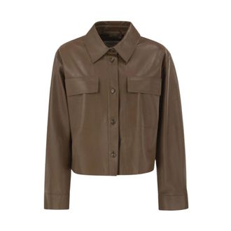 Max Mara Piovra Leren Jas - Dames - Leren en Su&egrave;de Jassen - Bruin - XS - Leer - Jassen