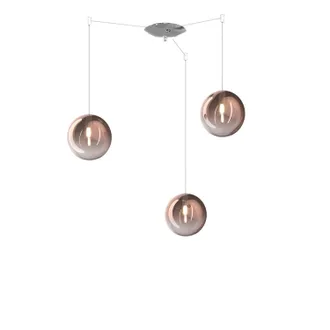 Top-Light Sospensione Contemporanea Eclipse Metallo Cromo Vetro Rame 3 Luci G9
