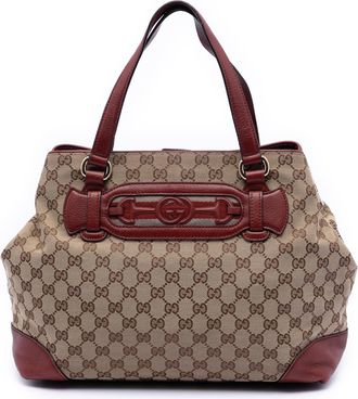Gucci Tweedehands Medium GG Canvas Web Dressage Tote