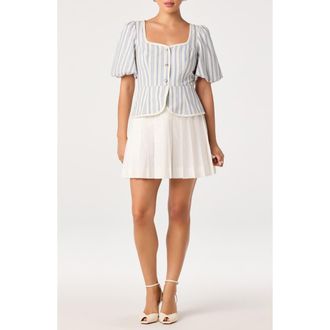 ASTR the Label Brigitta Mixed Media Dress in White Blue Stripe at Nordstrom, Size X-Small