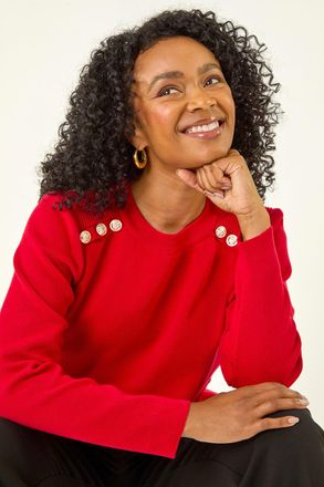 Roman Button Shoulder Knit Jumper