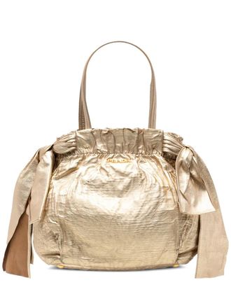 Prada 2000-2025 Metallic Nappa Antique Bow satchel - Gold