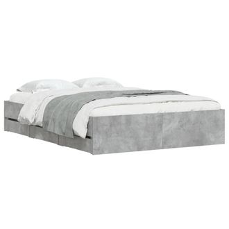 vidaXL Giroletto Cassetti Grigio Cemento 135x190 Cm Legno Multistrato - Vidaxl