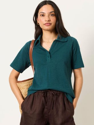 Fat Face FatFace Paige Teal Blue Short Sleeve Jersey Shirt