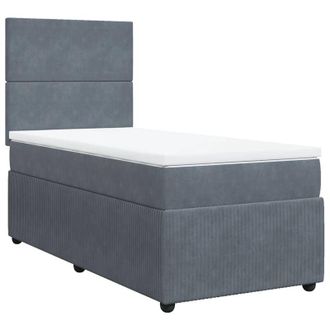 vidaXL Cama Box Spring Con Colch&oacute;n Terciopelo Gris Oscuro 100x200 Cm Vidaxl
