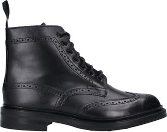 Trickers Stow Black Round Toe Lace-Up Leather Boots