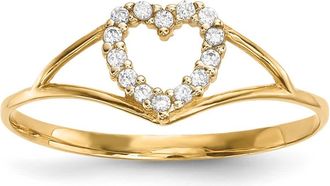 Diamond2Deal 14k Yellow Gold Cubic Zirconia Heart Ring