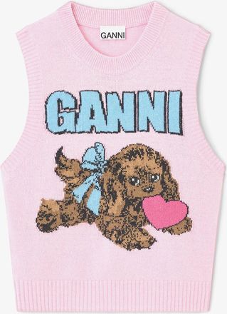Ganni Pink Puppy Wool Vest