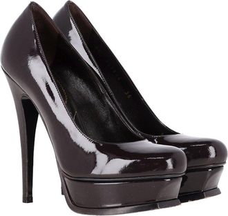 Saint Laurent Womens Patent Leather Tribute Platform Pump (Authentic Pre- Loved)