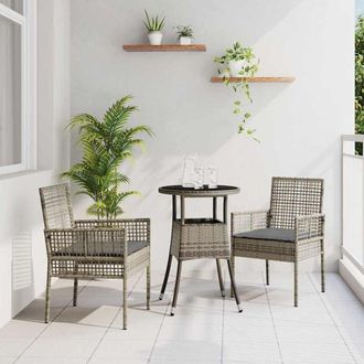 vidaXL Conjunto De Comedor De Jard&iacute;n 3 Pcs Gris Polirat&aacute;n Vidaxl