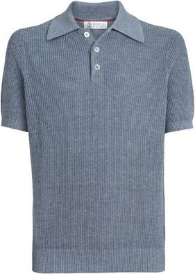 Brunello Cucinelli Half English rib knit polo in Slate at Nordstrom, Size 52 It