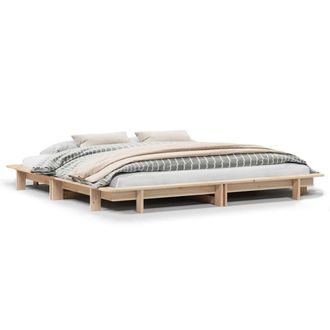 Berkfield Home Bed Frame without Mattress 180x200 cm Super King Solid Wood Pine in Light Brown