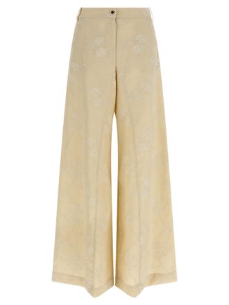 Pinko Beige Linen Flared Womens Pants