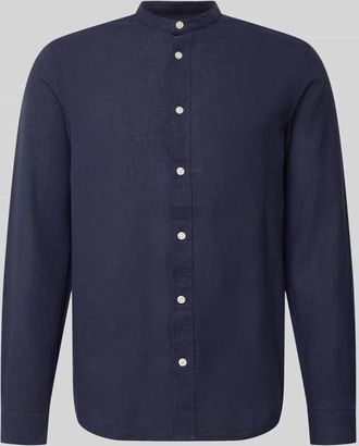 Only & Sons Slim Fit Freizeithemd aus Baumwoll-Leinen-Mix Modell CAIDEN in Marine, Gr&ouml;&szlig;e XXL