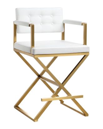 TOV Furniture Tov Furniture Director White Gold Steel Counter Stool